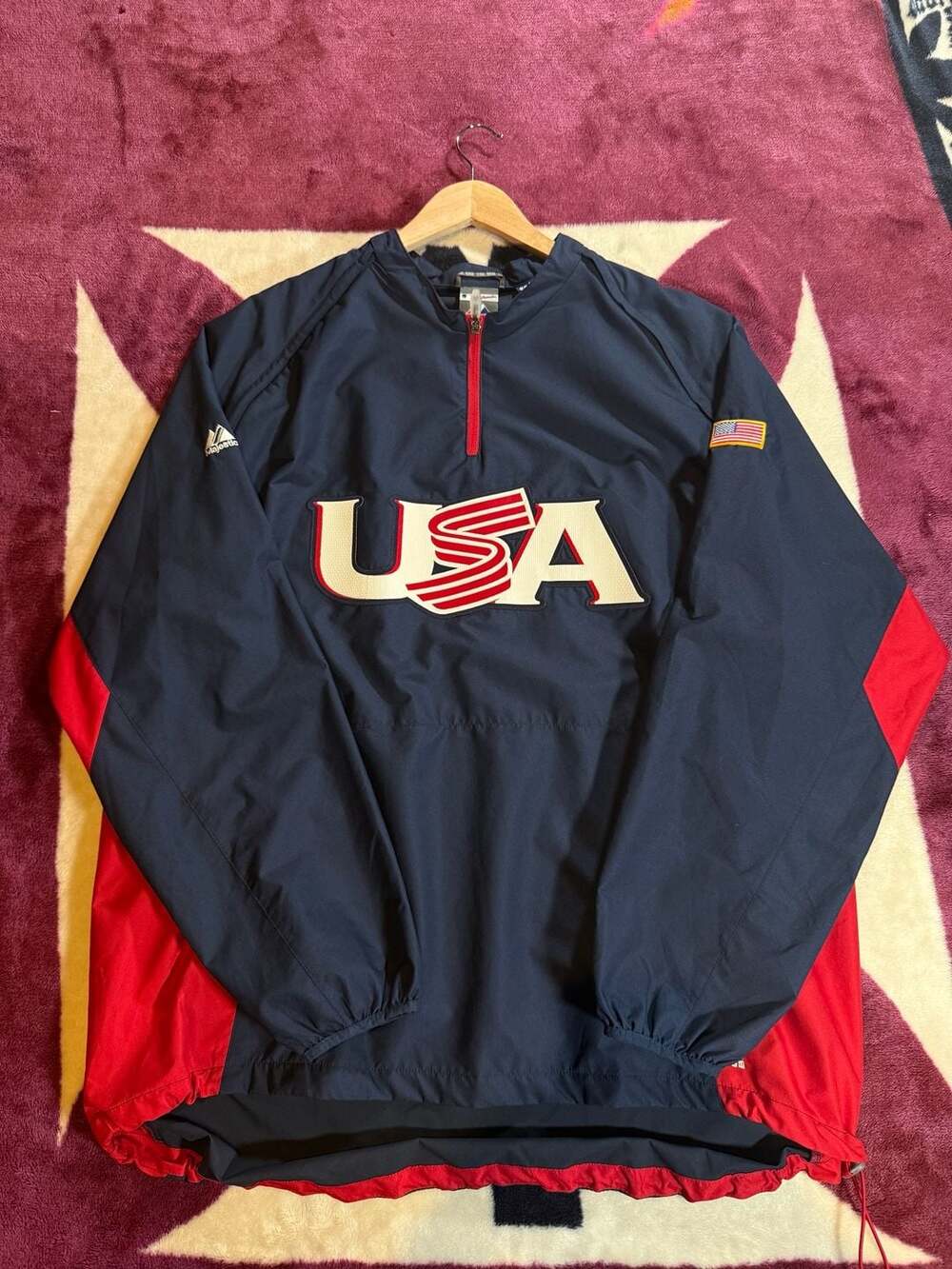 Majestic USA 2006 World Baseball Classic Cool Base 1/4 Zip Pullover Jacket
